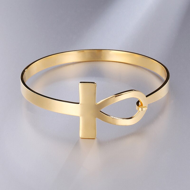 Kreuz Armbinde Armreifen Für Frauen Pulseras Männer Armbinde Edelstahl Ägyptischen Armbinde Schmuckstück Femme Schmuck Für Paar: Gold-farbe