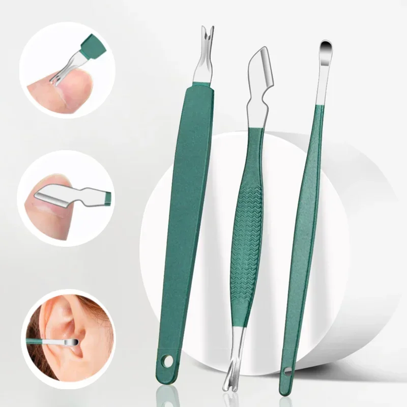 juego de cortaúñas de acero inoxidable con Estuche De Viaje de cuero, juego de herramientas de aseo verde para manicura, herramienta para el cuidado de los pies en el hogar