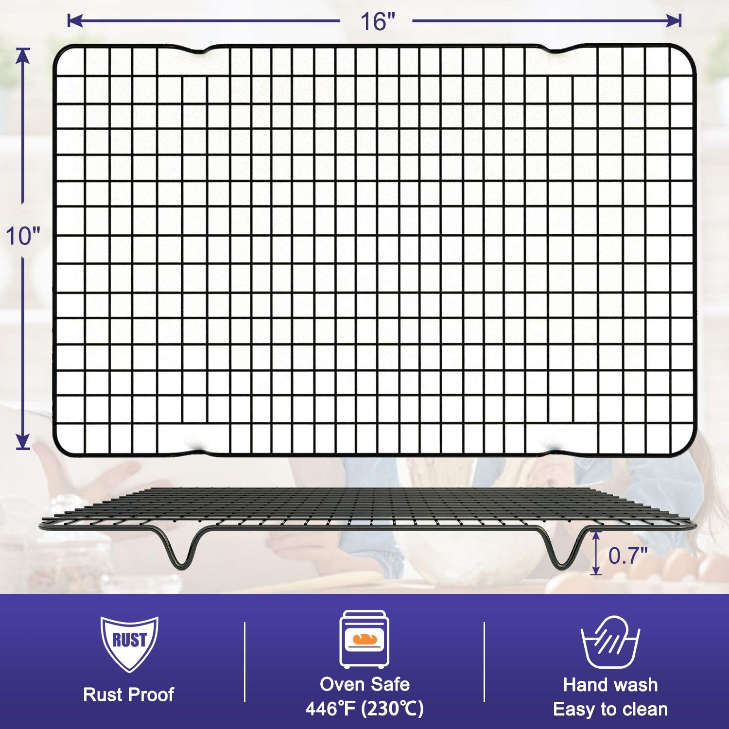 Walfos Rvs Anti-aanbak Koeling Rack Cooling Grid Bakplaat Voor Biscuit/Cookie/Pie/Brood/Cake bakken Rack