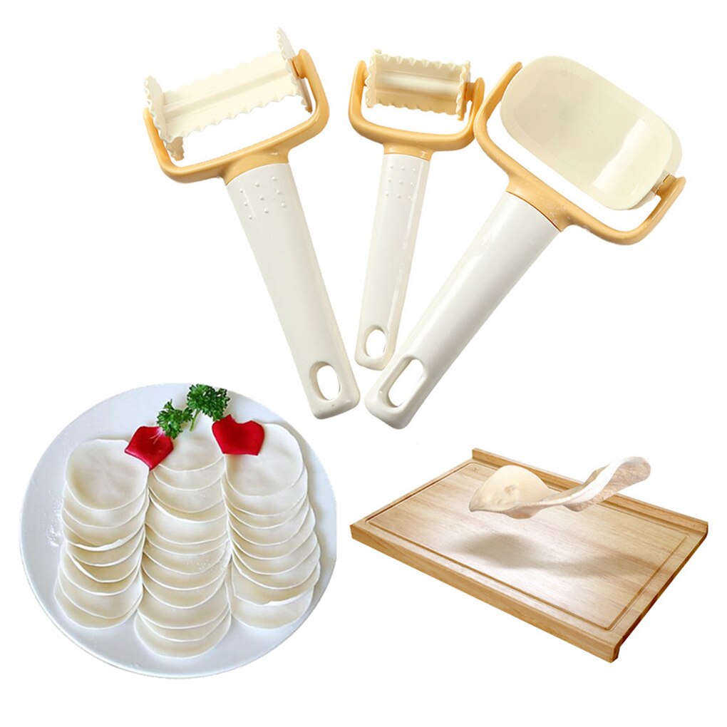 3pcs/set Fondant Cake Bakery Tools Rolling Angel Biscuit Ravioli Cutter Plastic Baking Pastry Supplies Random Color