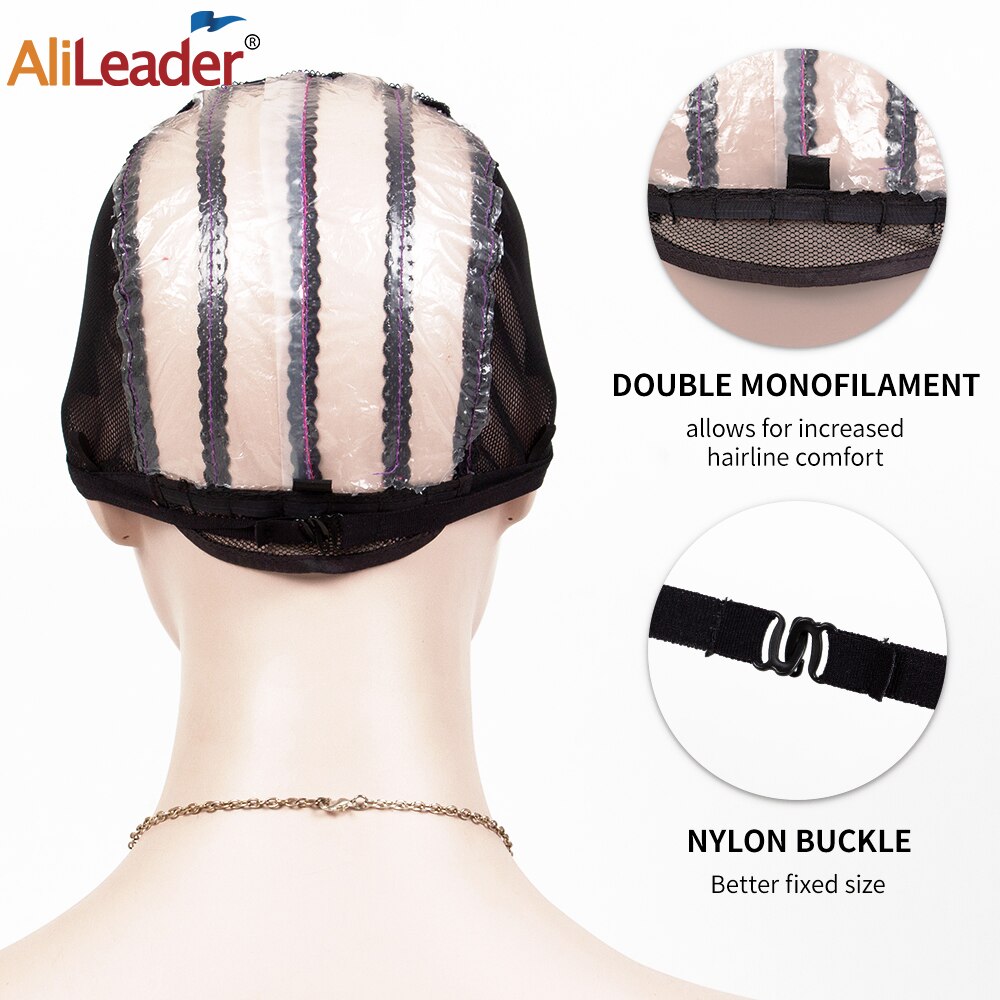 Alileader billig justerbare parykk caps s/m /l 1 stk base cap svart veving parykk verktøy limfri blonder parykk caps veve cap for å lage en parykk