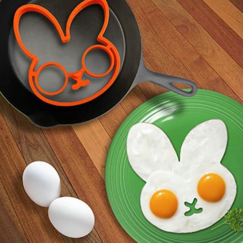 Sjove silikone ægringe nonstick omelet æggeform til gør-det-selv morgenmad æg stegt pandekage forme kanin kranie køkkenredskaber