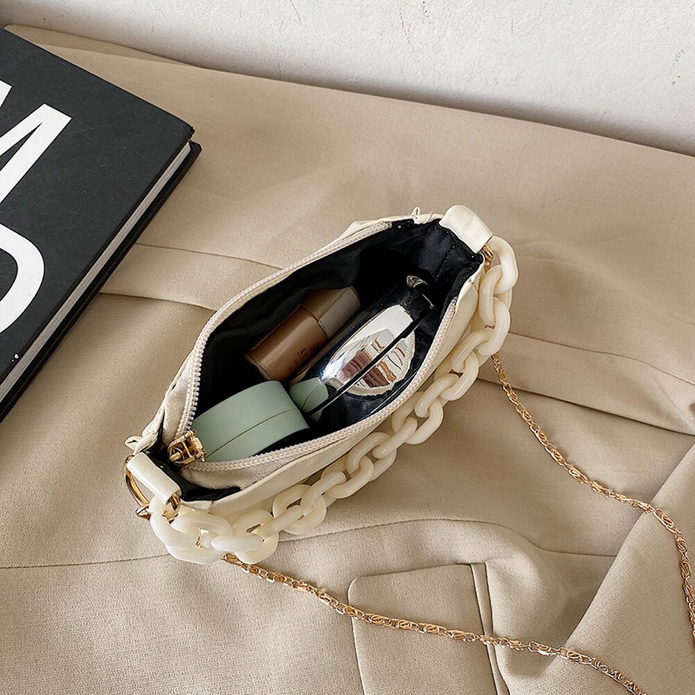 Vintage damen-umhängetasche mit falten, einfarbig, kette, schultertasche aus pu-leder, lässige kleine hobo-handtasche