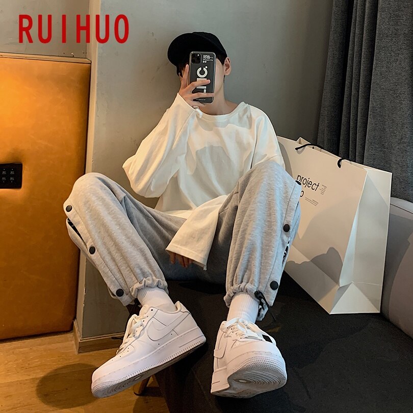 RUIHUO Leopard Print Ankle-Length Pants Men Harajuku Men Joggers Sweatpants Work Clothes Men Pants Hip Hop 2XL