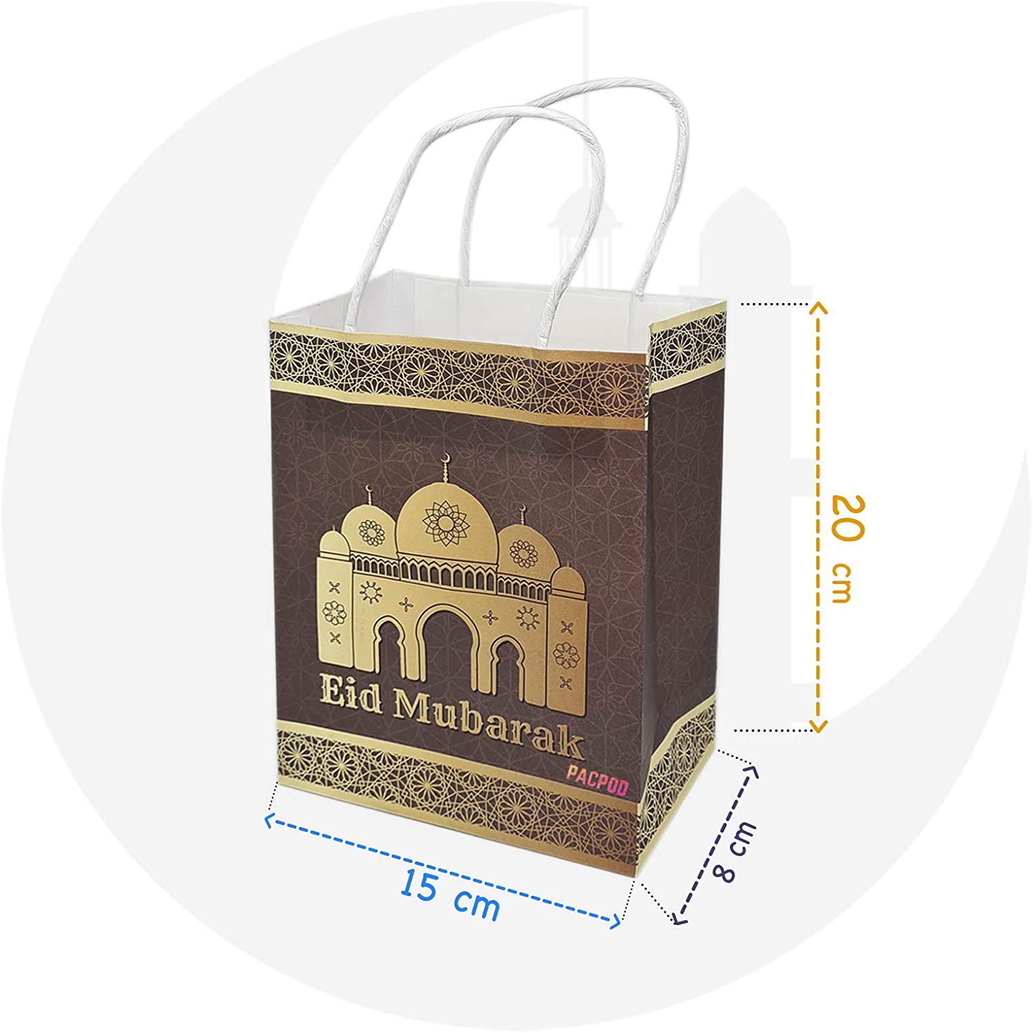 12 Stks/set Eid Mubarak Papier Bags Ramadan Favor Bag Voor Feestartikelen Goody Behandel Candy Tassen Moslim Kraft decoratie