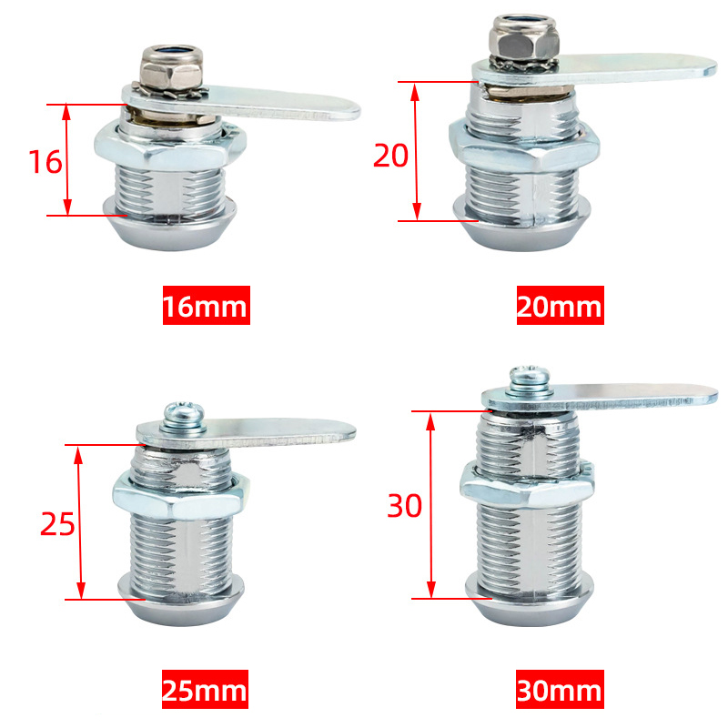 1set 16/20/25/30mm Zinc Alloy Lock Universal Size Key Vending Machine Cylinder Lock Tubular Key Industrial Cabinet Anti-pry