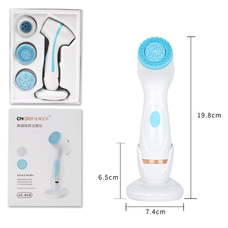 3 In 1 Electric Cleansing Brush Sonic Rotating Cleansing Brush Galvanic Facial Spa System Deeply Clean and Remove Blackheads