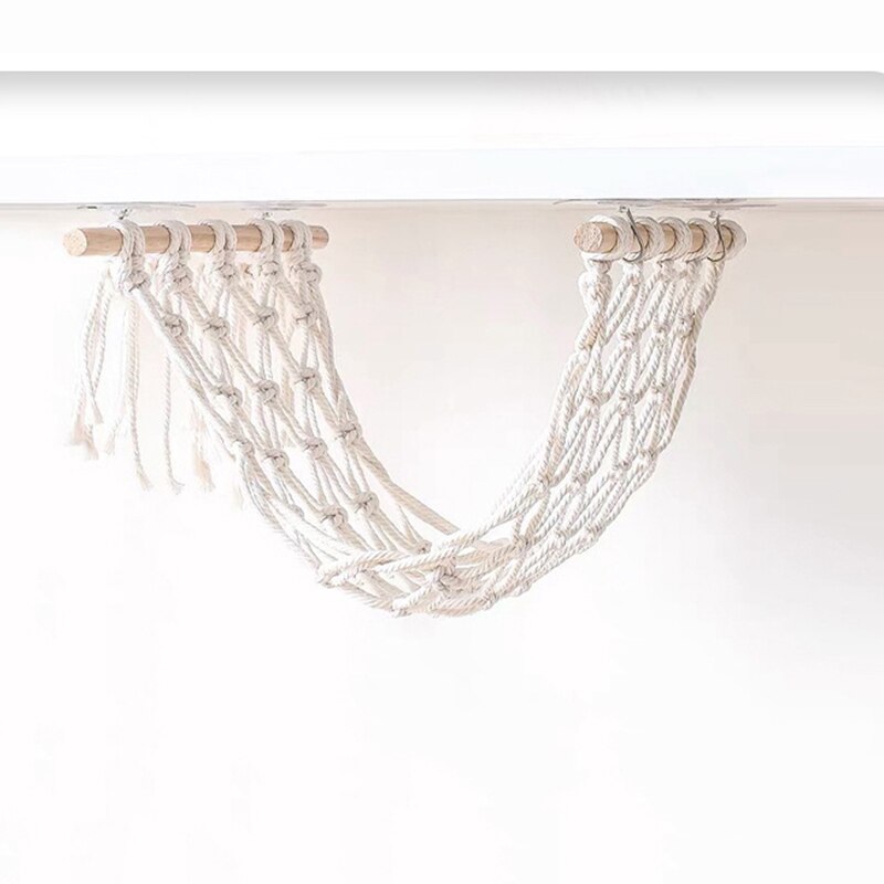 Home Kitchen Storage Baskets Wood Stick Holding Fruit Vegetable Hanging Hammock