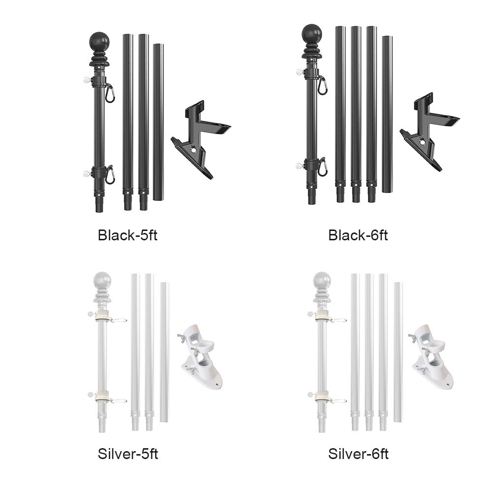 Flag Pole Kit Outdoor Yard Aluminum Alloy Patio Multifunction Parade Street Adjustable Length For Garden With Bracket Durable