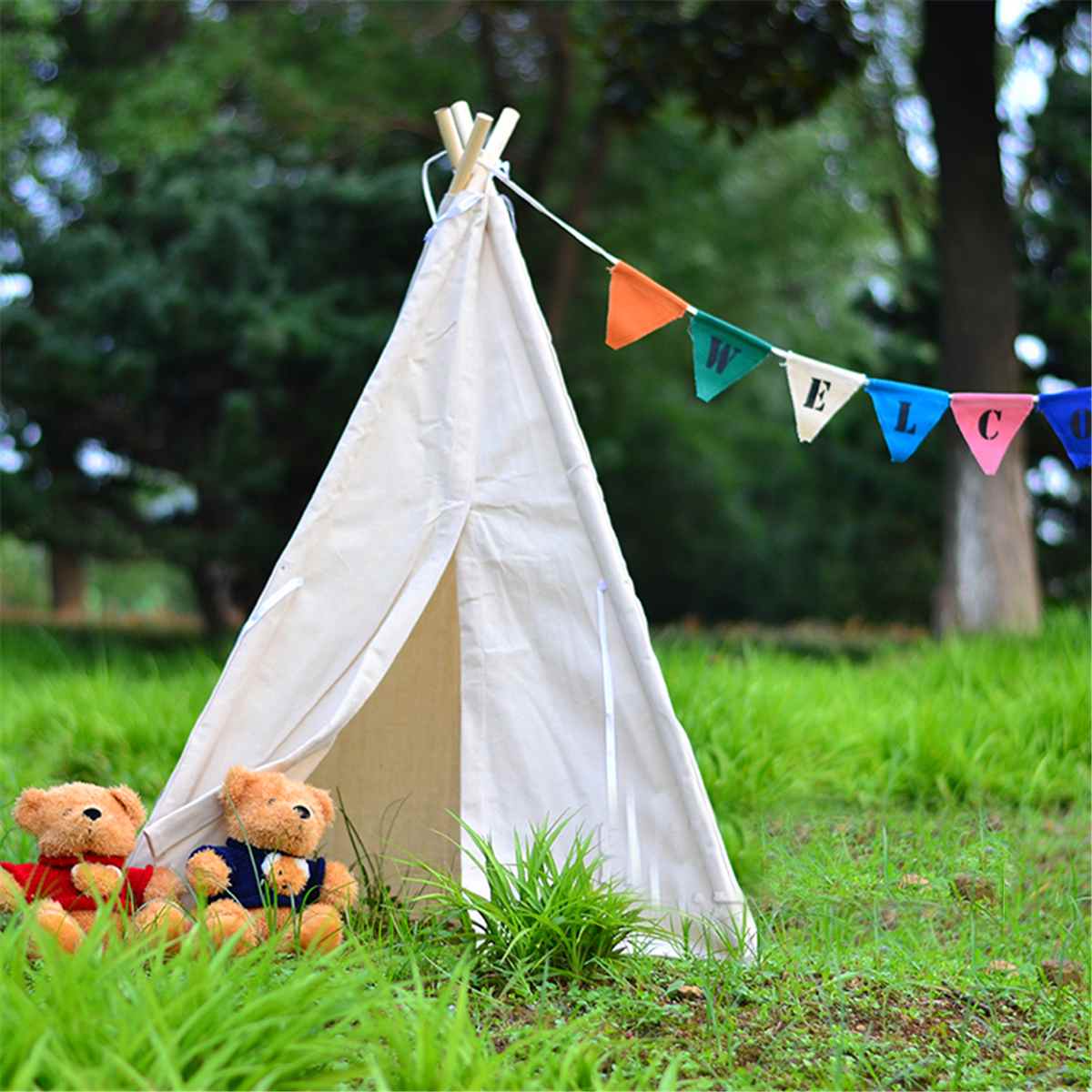 Spielen-Zelt Spiel-Haus Tipi Dreieck KidsTent Tipi Leinwand Schlafen Dome 130cm Tipi Haus Wigwam Zimmer Kinder der Zelt