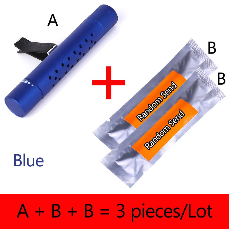 Bil luftfrisker lukt i bilen styling lufteventil parfyme aromapinner biluttak klimaanlegg lufteventil solide pinner parfyme: Blå
