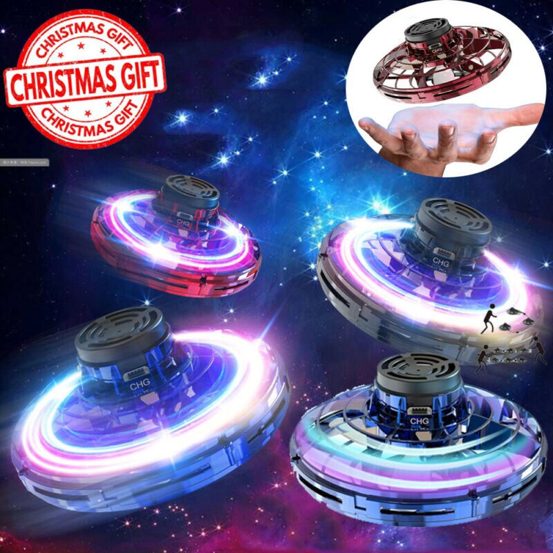 Pantaya mest narret flyvende spinner legetøj droner til børn og voksne usb opladning mini ufo 360 ° roterende skinnende rgb led lys