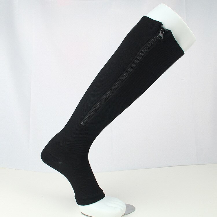 Zipper Compression Socks - 1Pairs Calf Knee High Stocking-Open Toe Compression Socks for Walking，Runnng，Hiking and Sports Use