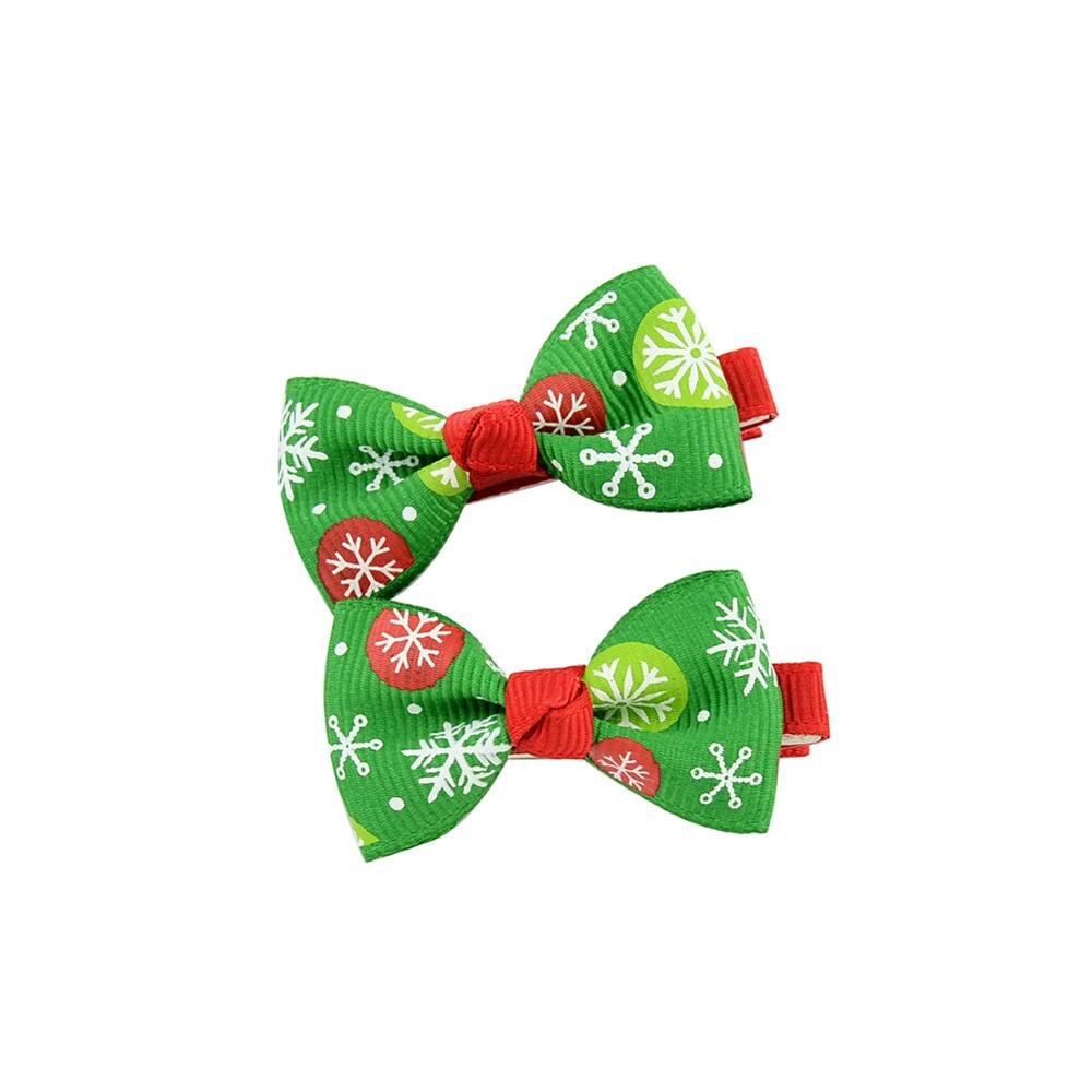 2 teile/satz Weihnachten Kleine Bogen Haarnadeln Für Mädchen freundlicher Süßigkeiten Haar Clips Haar Krawatte Baby Elastische Haar Bands Scrunchy Haar zubehör: 03-Grün