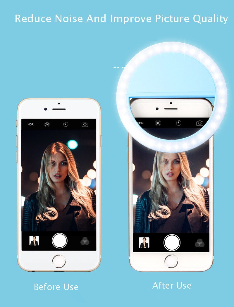 USB Charge Led Selfie Ring Light Mobile Phone Lens LED Selfie Lamp Ring for iPhone for Samsung Xiaomi Phone Selfie Light