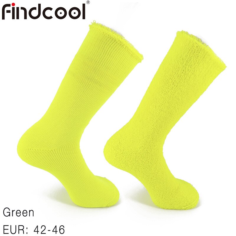Findcool merino uld sokker til kvinder mænd vinter udendørs skiløb cykling sports sokker tykkere varmere sokker: Grøn eur 42-46
