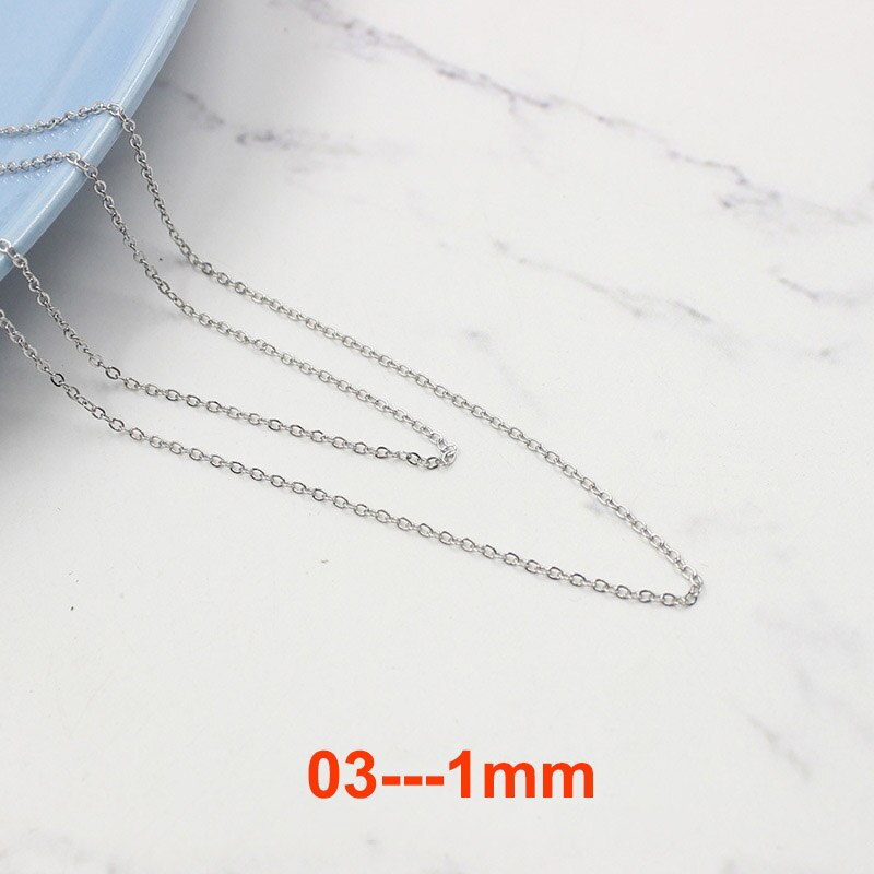 5 Yards 316L Rvs Flat Link Kabel Bulk Chain 1mm 1.5mm 2mm 2.5mm 3mm voor DIY Ketting Sieraden Maken Bevindingen Ambachten: 1mm width silver