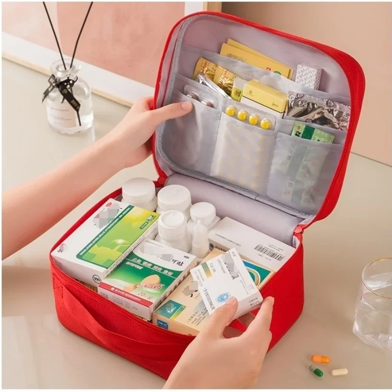 Bolsas portátiles para botiquín de primeros auxilios, bolsa de almacenamiento grande para medicina, bolsa para acampar, emergencia, hogar, viaje al aire libre, organizador con asa