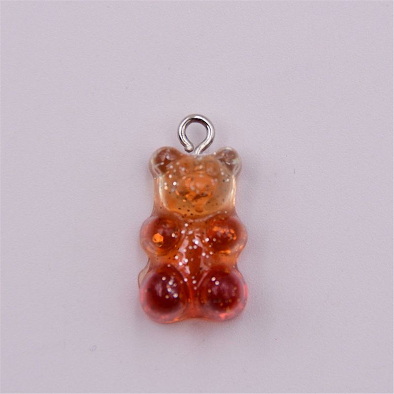 Gradient Mini Jelly Bear Charm Candy Slime Charms Keychain Bracelets Jewelry Modeling Clay DIY Accessories Keychain Pendant Tool