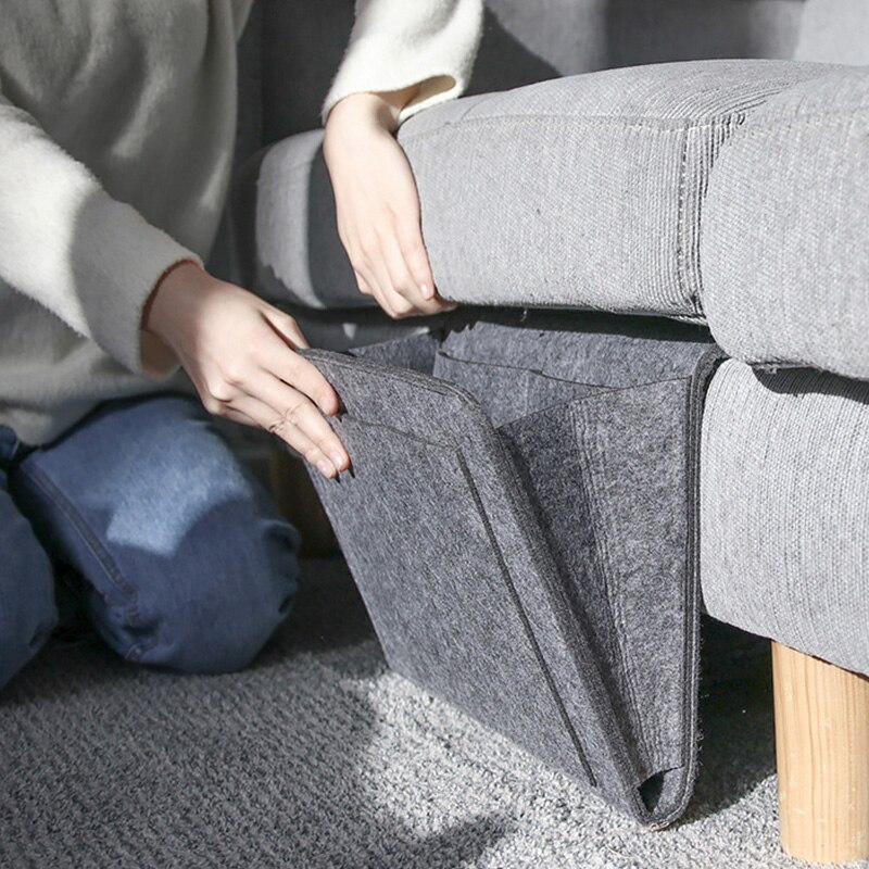 Bolsa de almacenamiento para cabecera de cama, accesorio de fieltro para colgar en la cama, con bolsillos, organizador para sofá y libros