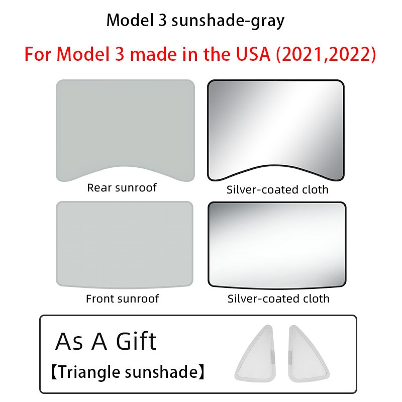 For tesla model 3 2022/model Y Glass roof Sunshade Front Rear Sunroof Skylight Blind Shading Net sunroof sunshade: model3 2021 22 USA