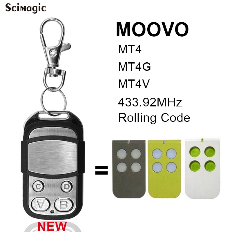 MOOVO remote control replaces rolling code 433mhz for garage door rolling door light switch MT4G model: 010MOOVO