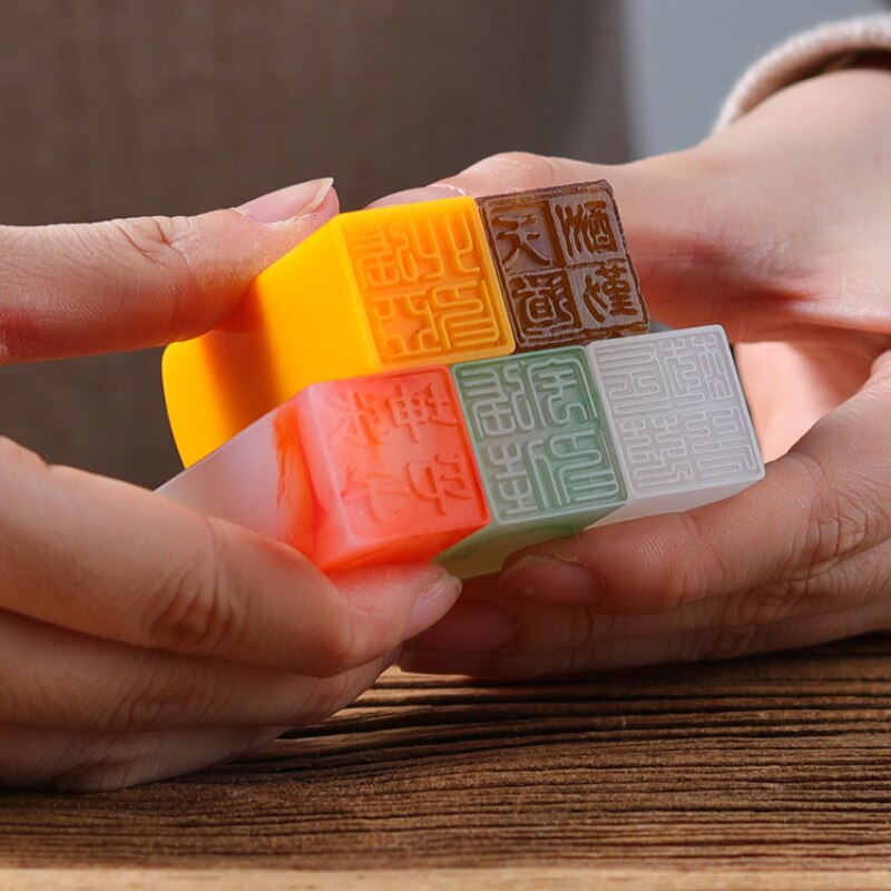 Engraving Personal Name Stamp Seal Resin Stempel Chinese Calligraphy Painting Stamps Portable Chinese Name Stamp Children Sellos