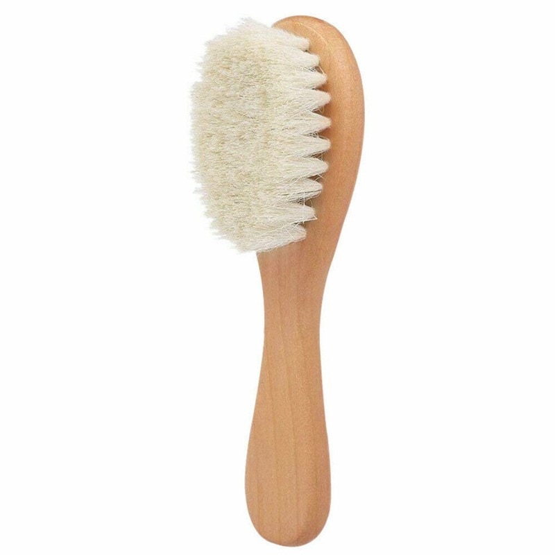 Trä baby borste hårborste naturligt get hår borste mjuka borst skrubbverktyg baby hår borste baby kam