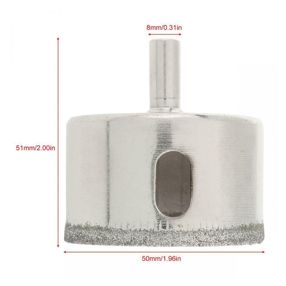 2x 50mm Diamond Coated Core Hole Saw Drill Bit Set Tools Glass Drill Hole Opener