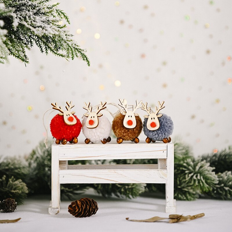 Décoration de noël feutre cerf arbre de noël pendentif ornements Mini Elk nouvel an enfants décor de noël décorations de fête à la maison