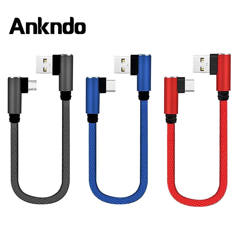 ANKNDO USB Typ C Kurze Kabel 90 Grad Handy-ladegerät Kabel 25cm Mini Micro USB Daten Kabel Für Power laptop Ladung Kabel Draht