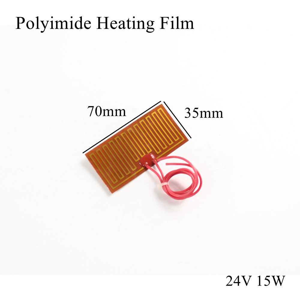 70 Mm X 35 Mm 24V 15W Polyimide Heater Pi Verwarming Film Plaat Elektrische Verwarmde Panel Pad Mat electrotherma Flexibele Lijm Folie Olie