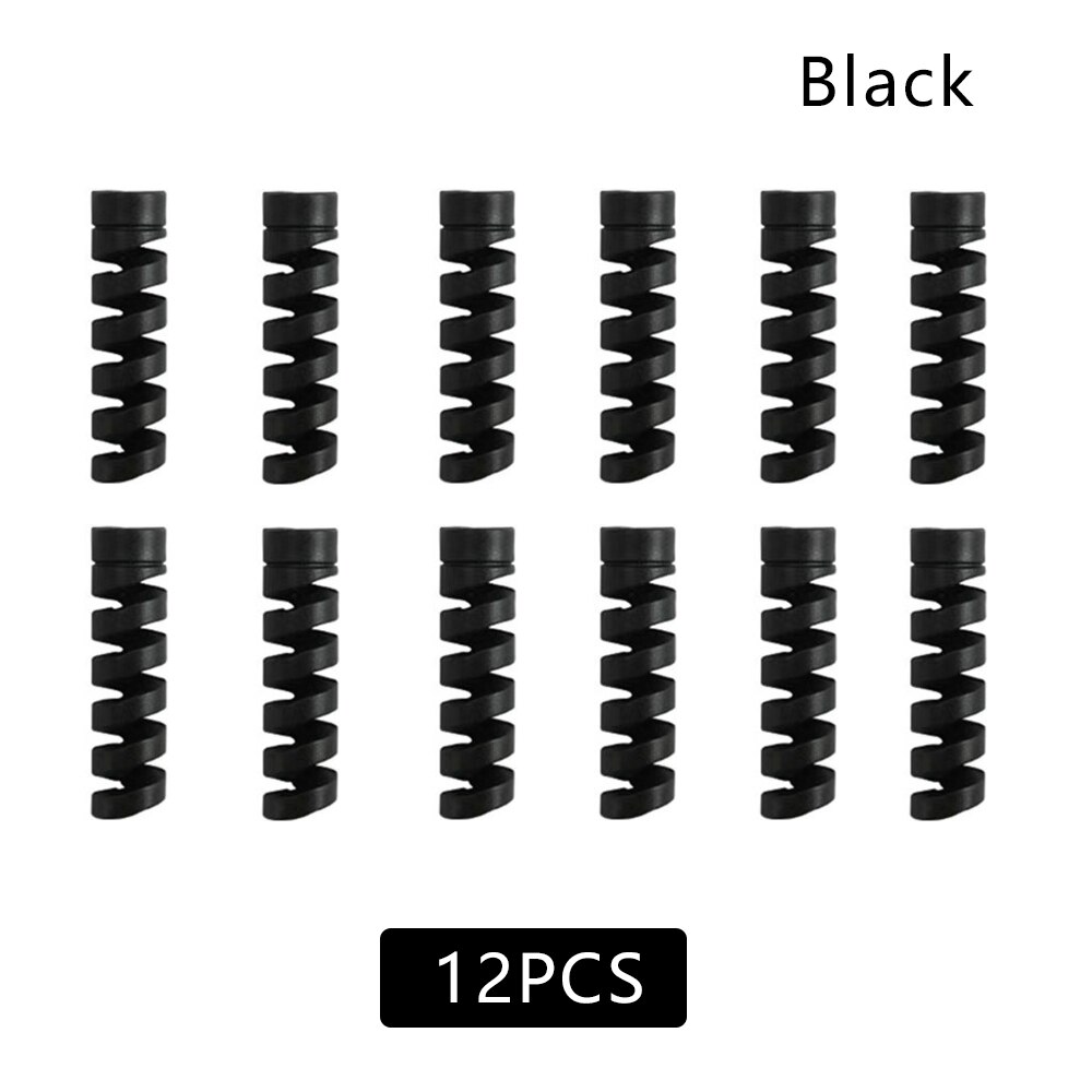 12PCS/Set Cable Protector For iPhone Desk Set Earphone Cable Organizer Wire Data Line Holder Winder Wrap Cord Desk Accessories: 12PCS Black