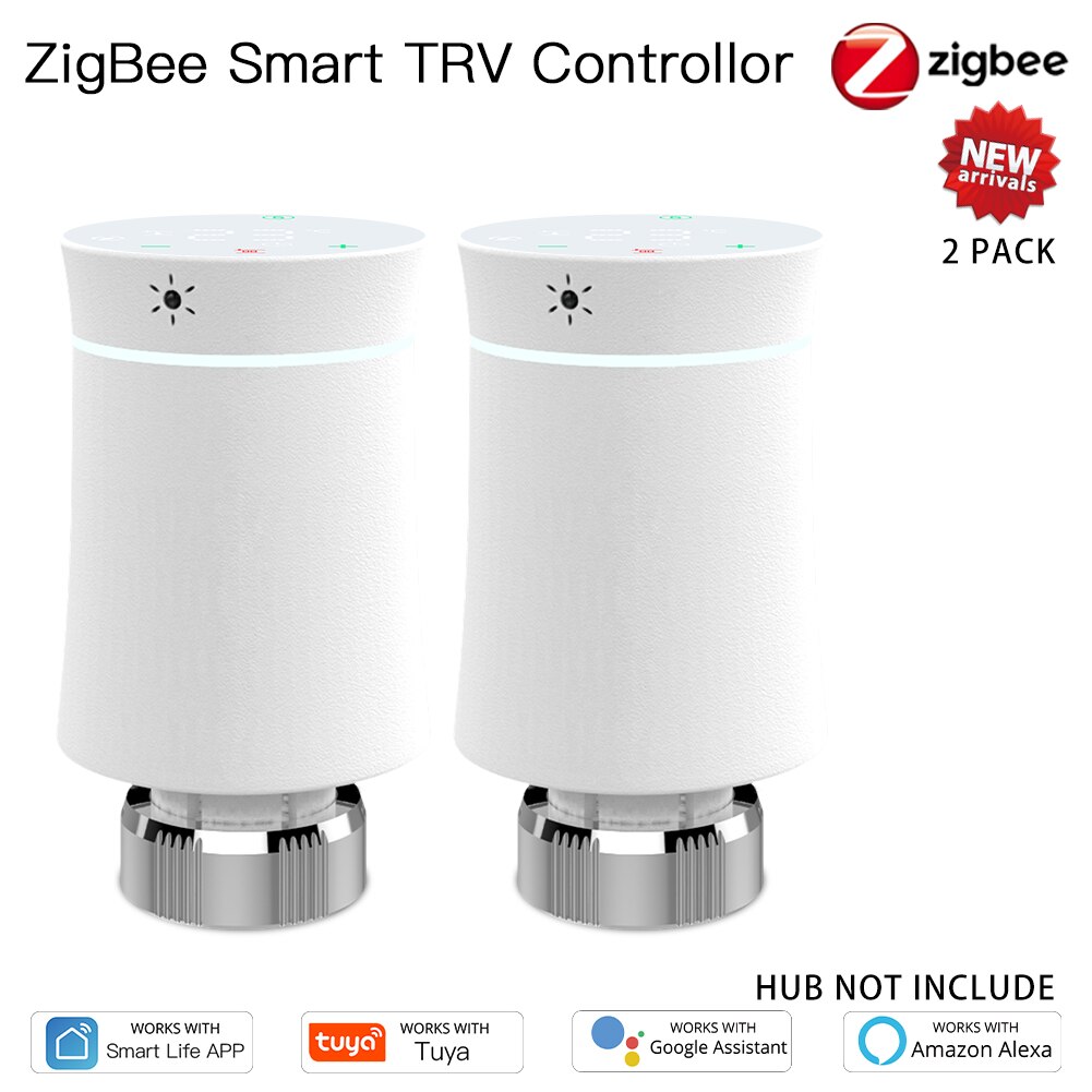 MoesHouse-Termostato ZigBee para radiador Tuya, controlador de temperatura inteligente programable TRV, válvula actuadora, control por voz con Alexa,: option 2