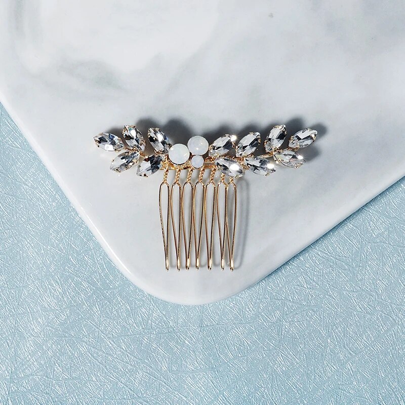 Peineta para el pelo de novia con perlas de cristal, tocado con diamantes de imitación, pinza para el pelo para novia, diademas, accesorios, joyería