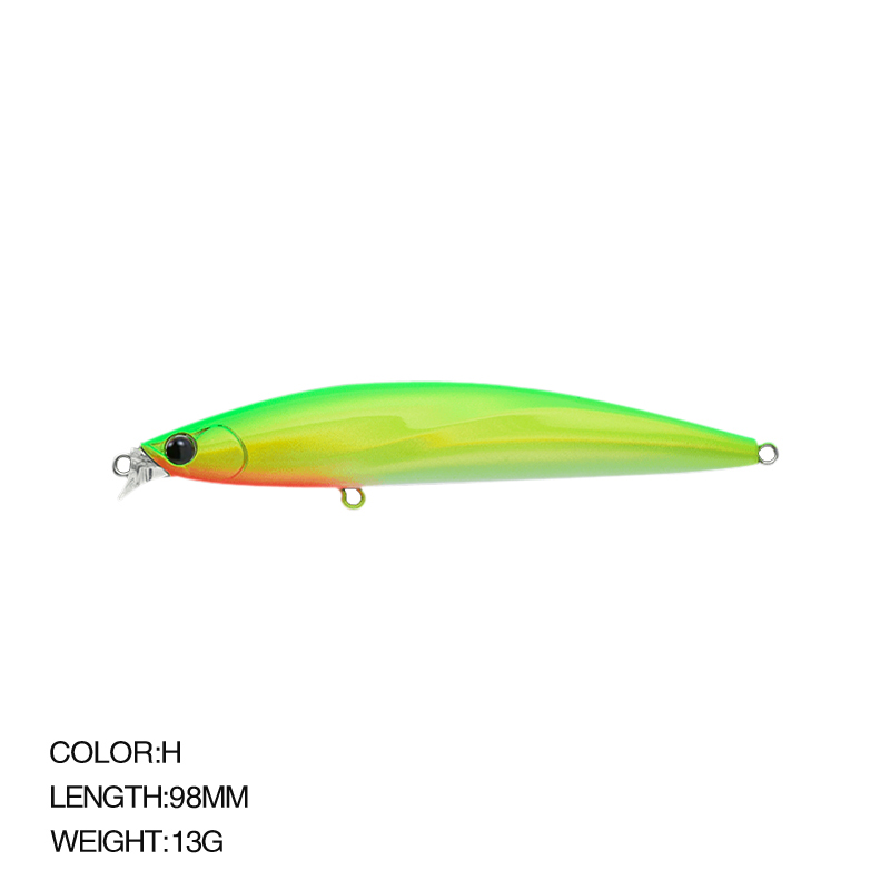 Top leurre de pêche gamme peu profonde vairon flottant 98mm 13g longue coulée bar Jerkbait eau salée grand appât dur Wobbler: Bleu