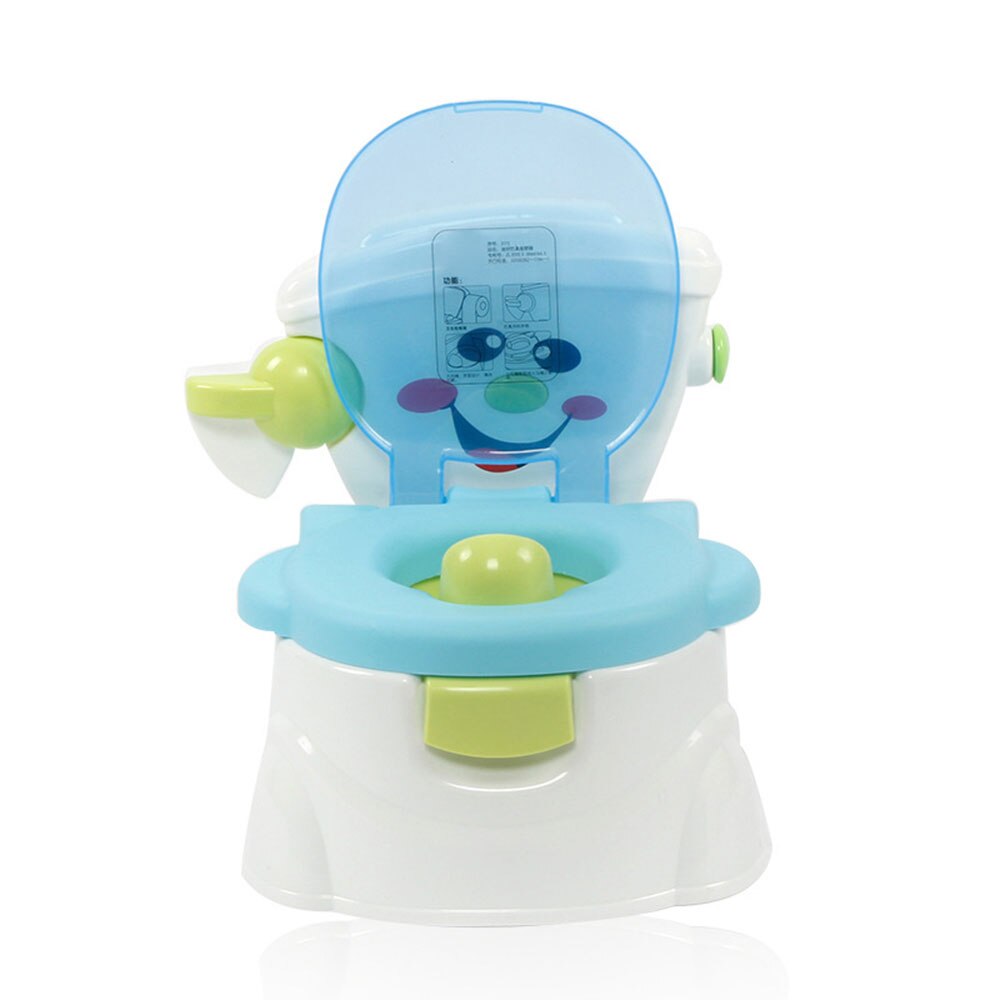 Bærbar toddler potte toilet skål træning pande toiletsæde børns gryde seng pande urinal behagelig ryglæn tegneserie sød pot: Blå