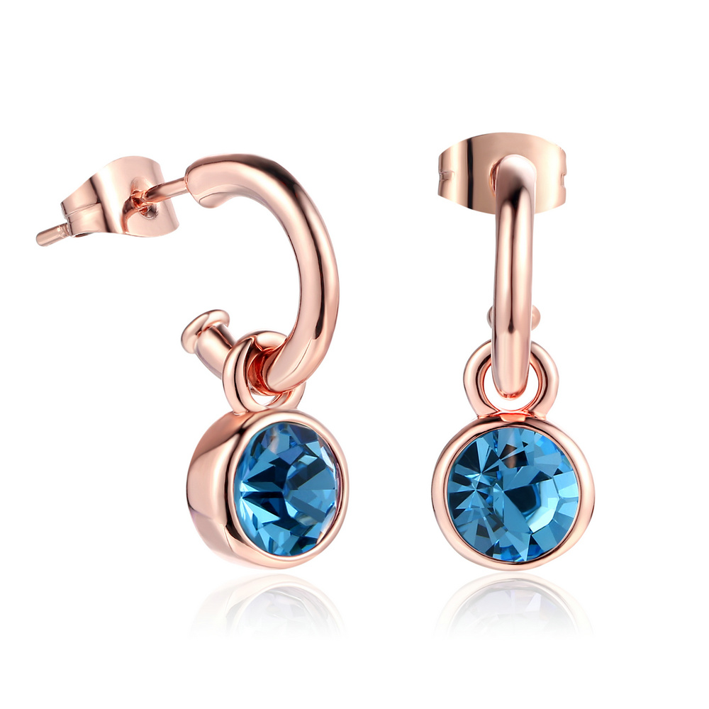 Piercing boucles d'oreilles pour femmes Style coréen Simple rond Zircon couleur or Rose accessoires de noël bijoux E496: Zinc bleu plaqué