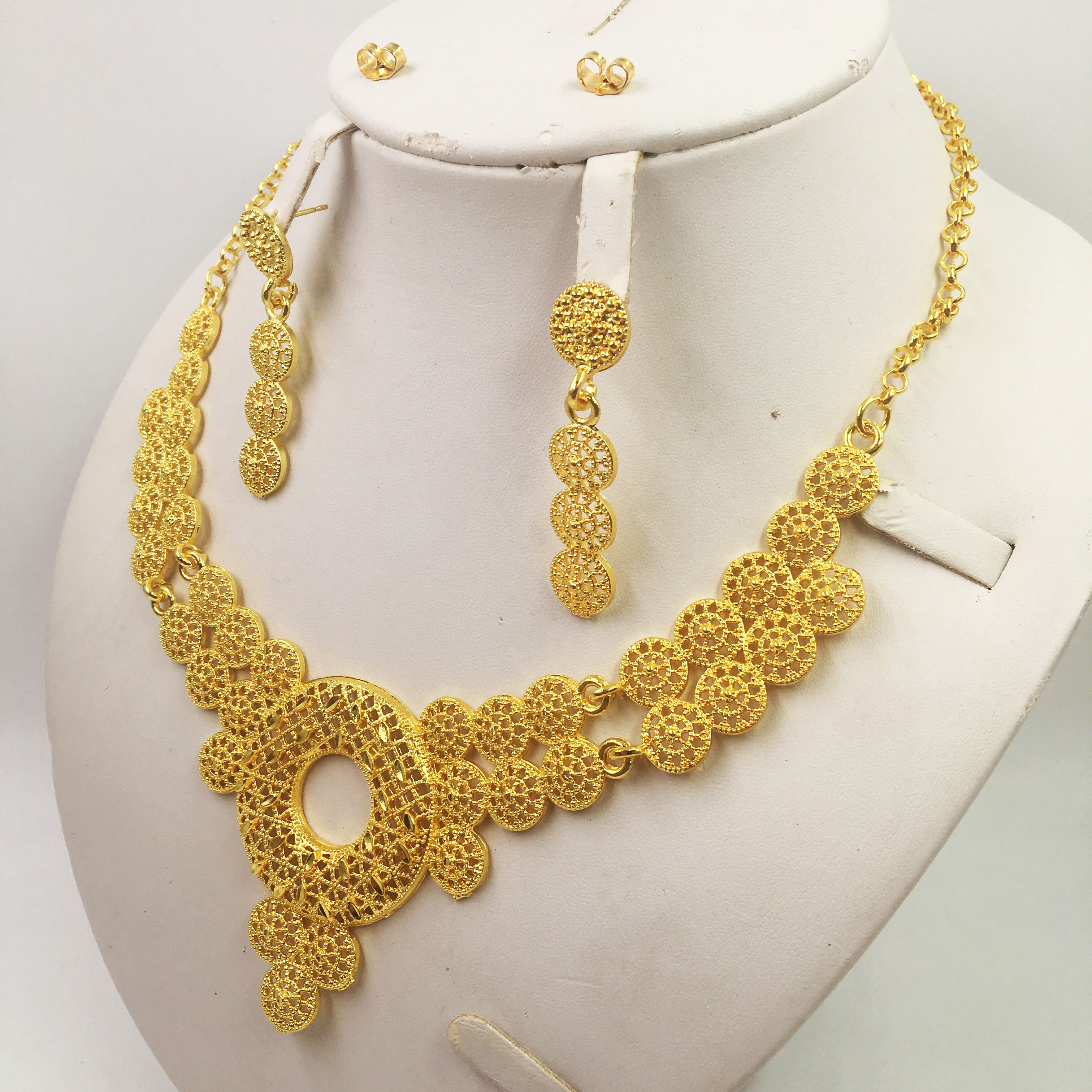Amplia selección de elegantes joyas africanas de Dubai para bodas, collar de oro, pendientes, joyería romántica para novia