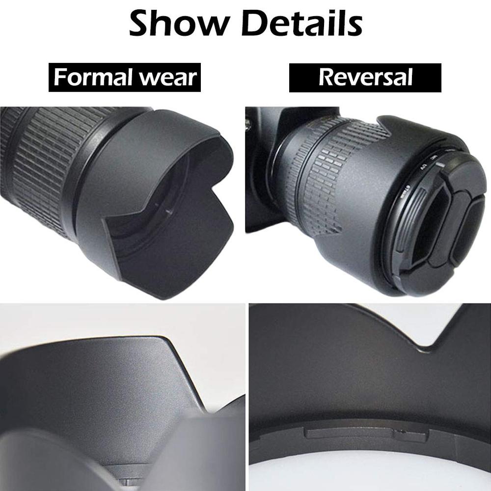 Filterkit uv cpl nd fld kleurverloopster & zonnekapdop voor nikon 18-140 18-135 18-105 18-70 lens  d7500 d7200 d5600 d5500