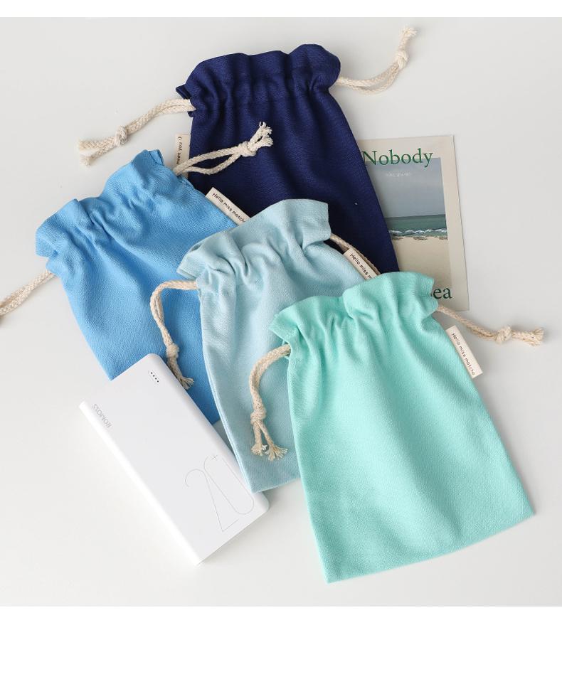 Mid Size Canvas Tasje Effen Kleur Leuke String Tas Mobiele Telefoon Zakje Stof Kerst Cadeau Zakken Stof Koord Pouch