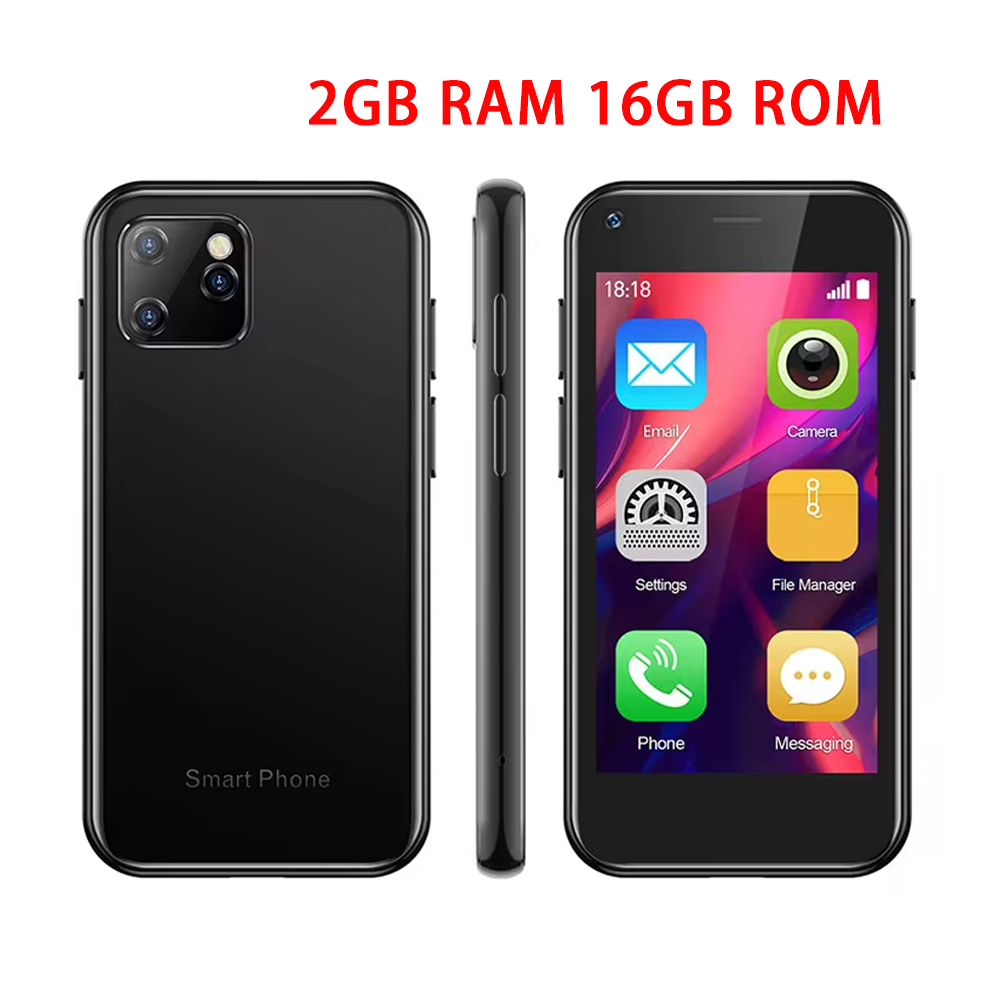 Soyes XS11 Mini Smartphone Android 8.1 2GB+16GB 3D Glass Body Quad Core Mobile Phones Google Play 2.5" Small Cell Phone On: black / Bundle 2