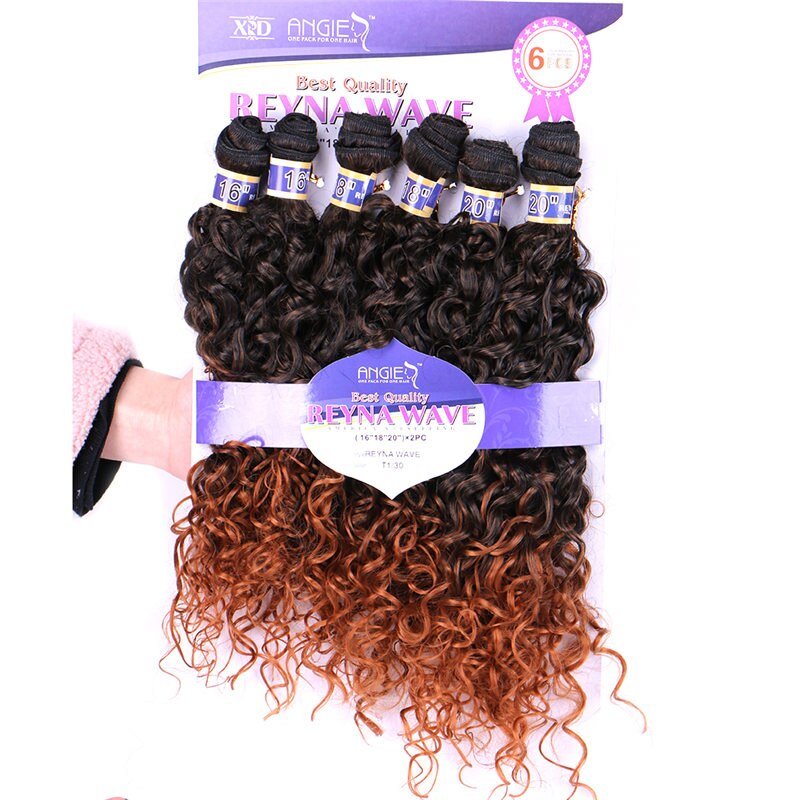 Reyna water wave hair bundle 6 pieces one set Synthetic hair extension tissage fiber hair weaving: M1B-30