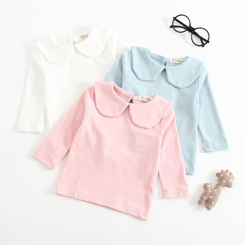 Baby Meisjes Blouse Meisjes Lange Mouw Tops Herfst Casual Baby Meisjes Leuke Revers Katoenen Shirt