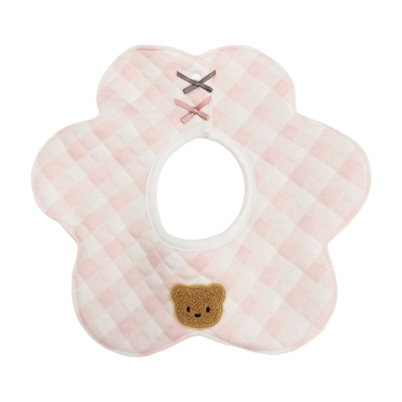 Cartoon Beer 360 Graden Rotatie Burp Doek Baby Bloemvorm Voeden Bib Bandana Sjaal Muli Lagen Zachte Puur Katoen: Pink