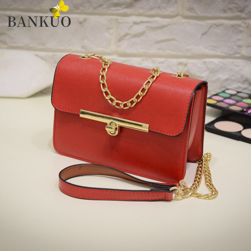 BANKUO Spring Ladies Casual Bag Leather PU Women Vintage Chains Shoulder Bag Girl Crossbody Bag Picnic Shopping Summer X41