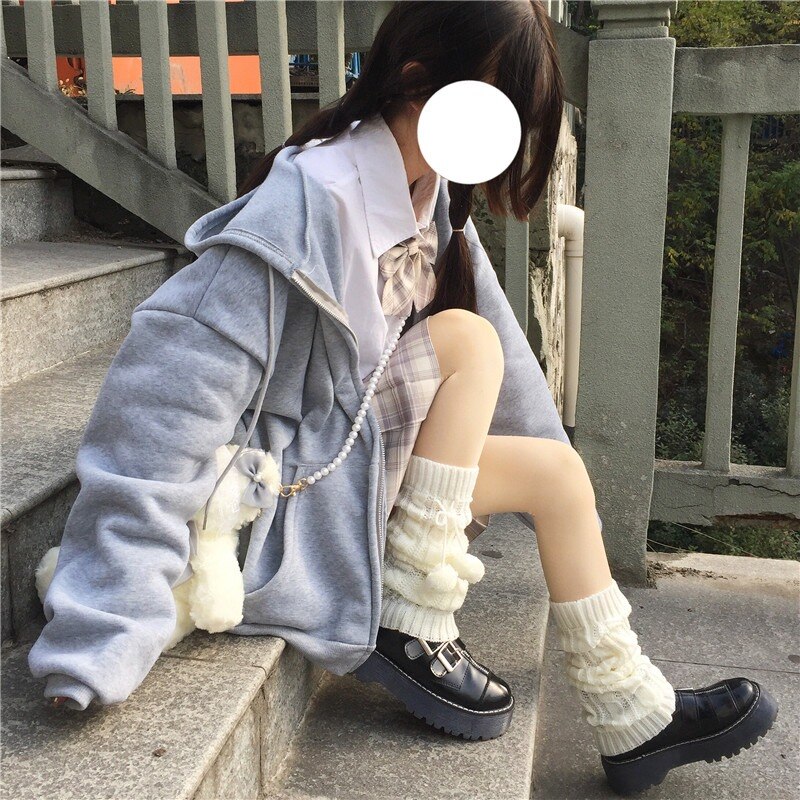 Jambières thermiques en tricot blanc pour femmes, , Slim, boule, mignon, assorti, Style japonais, Crochet Cosplay, hiver