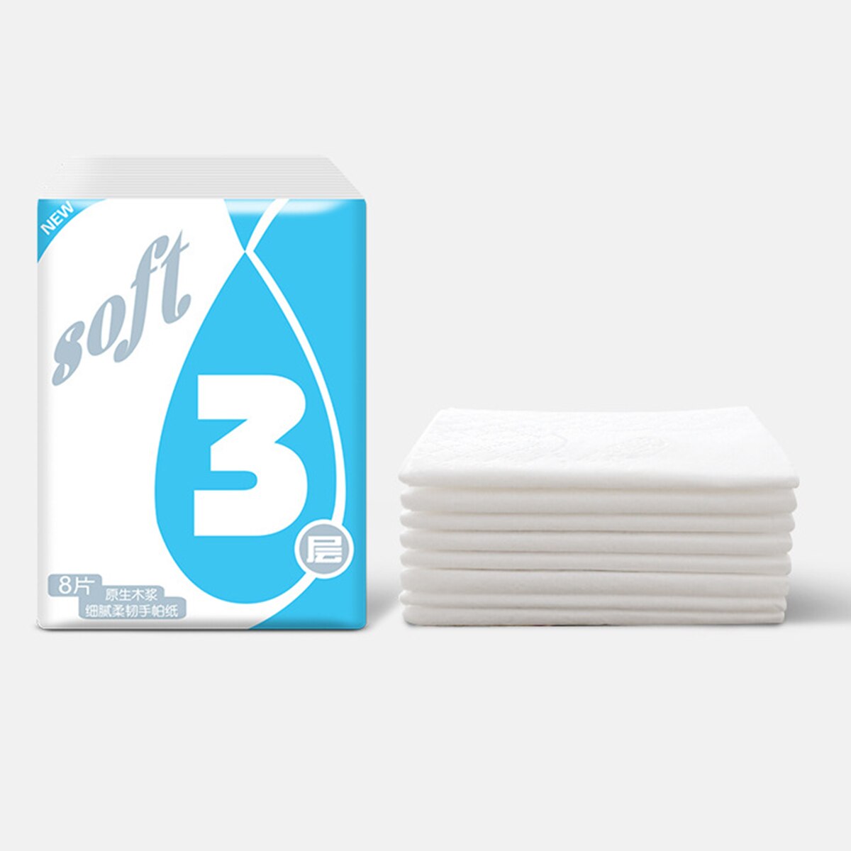 10 Pack Portable Pocket Face Tissue 3-ply Thickene Wood Pulp Travel Paper Tissue 8 Sheets for Travel Office Restaurants Hotel