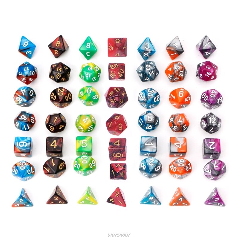 7 pz/set dadi acrilici poliedrici dadi per TRPG gioco da tavolo D4-D20 F25 21 commerci all'ingrosso