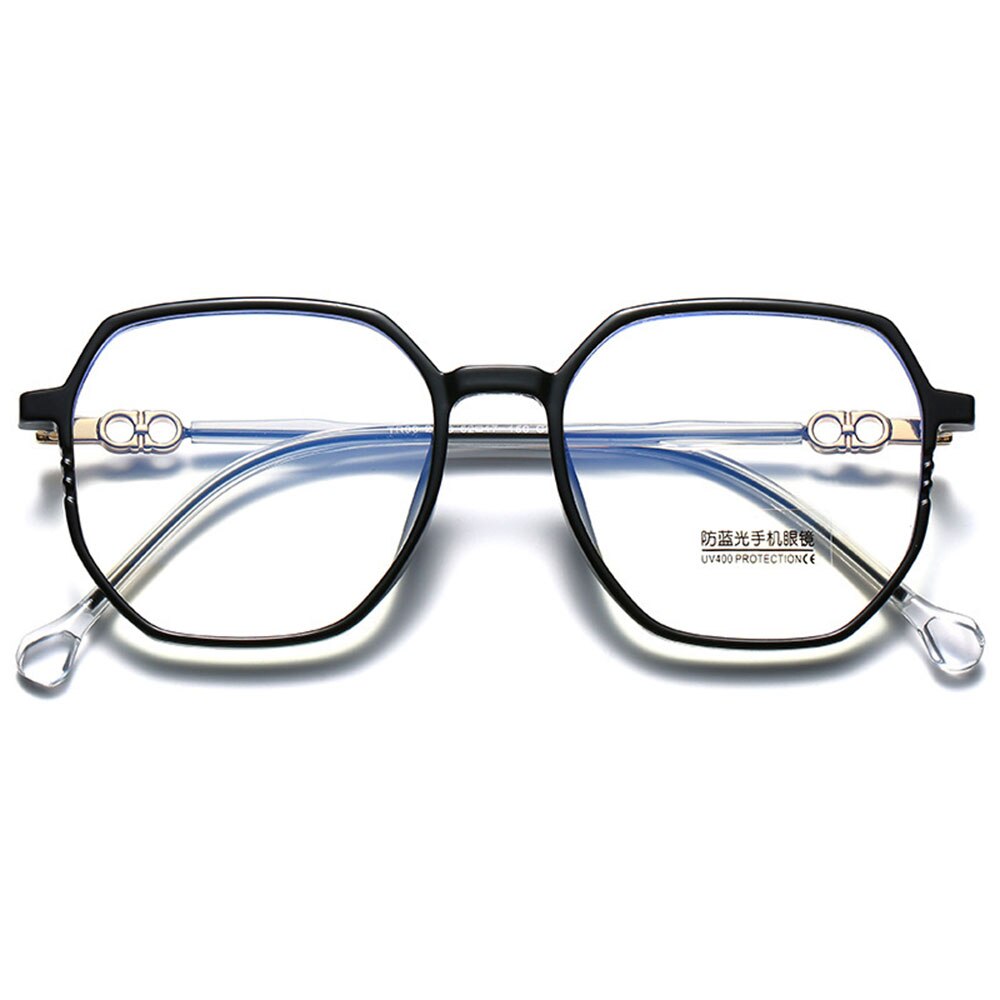 Metal Myopia Glasses Women&men Big Frame Polygon Myopia Glasses Anti-blue Light Eyeglasses Student Shortsight Eyewear